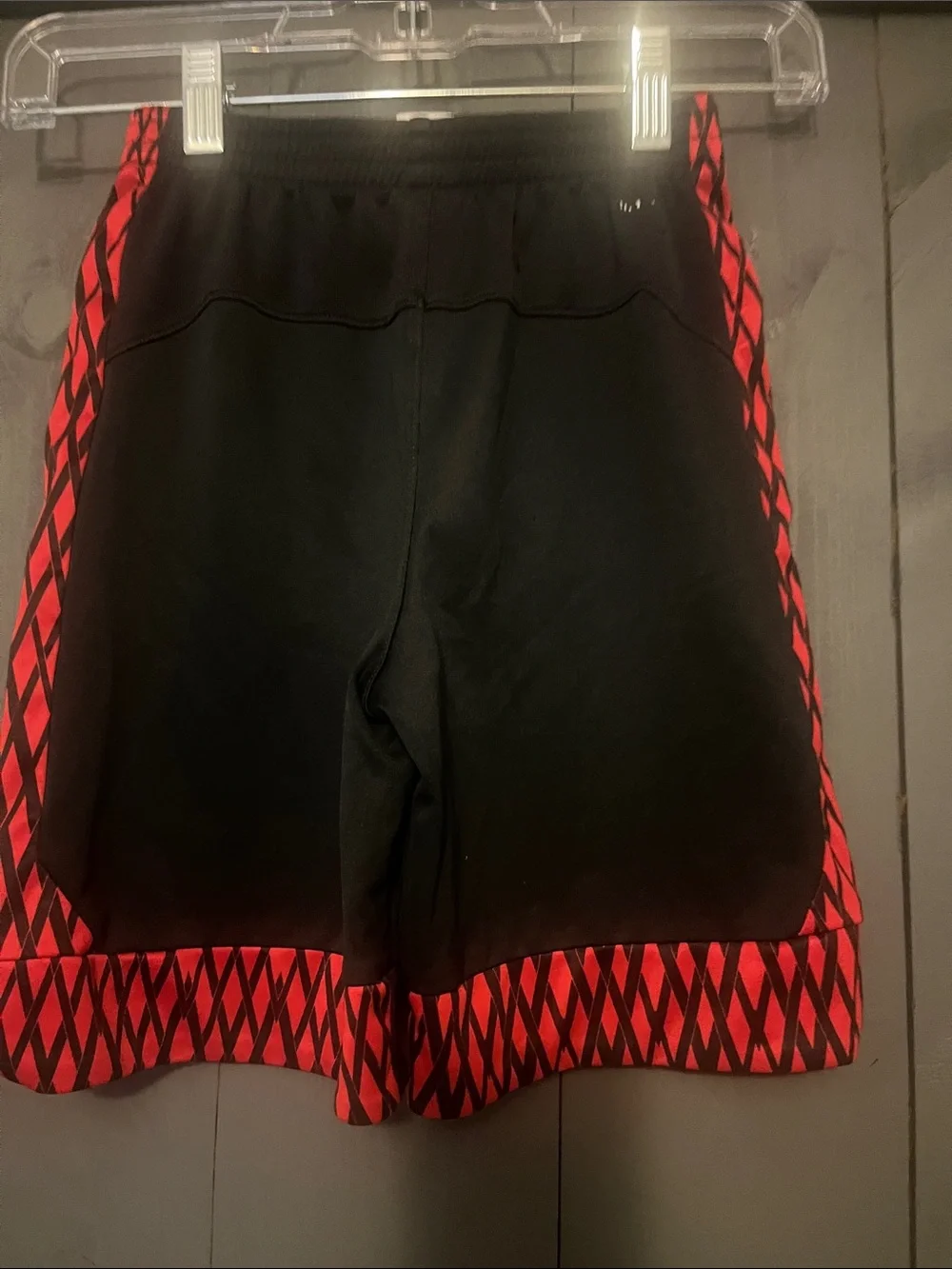 adidas Black Shorts with Red Patterned Side Panels